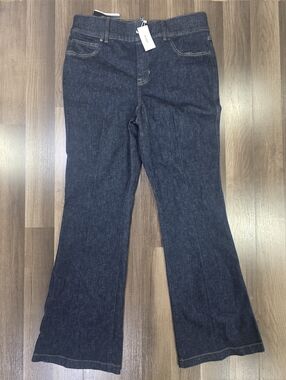 NWT SPANX EveryWearFlare Denim Flare Raw Indigo High Rise Slip On Jeans. 1X